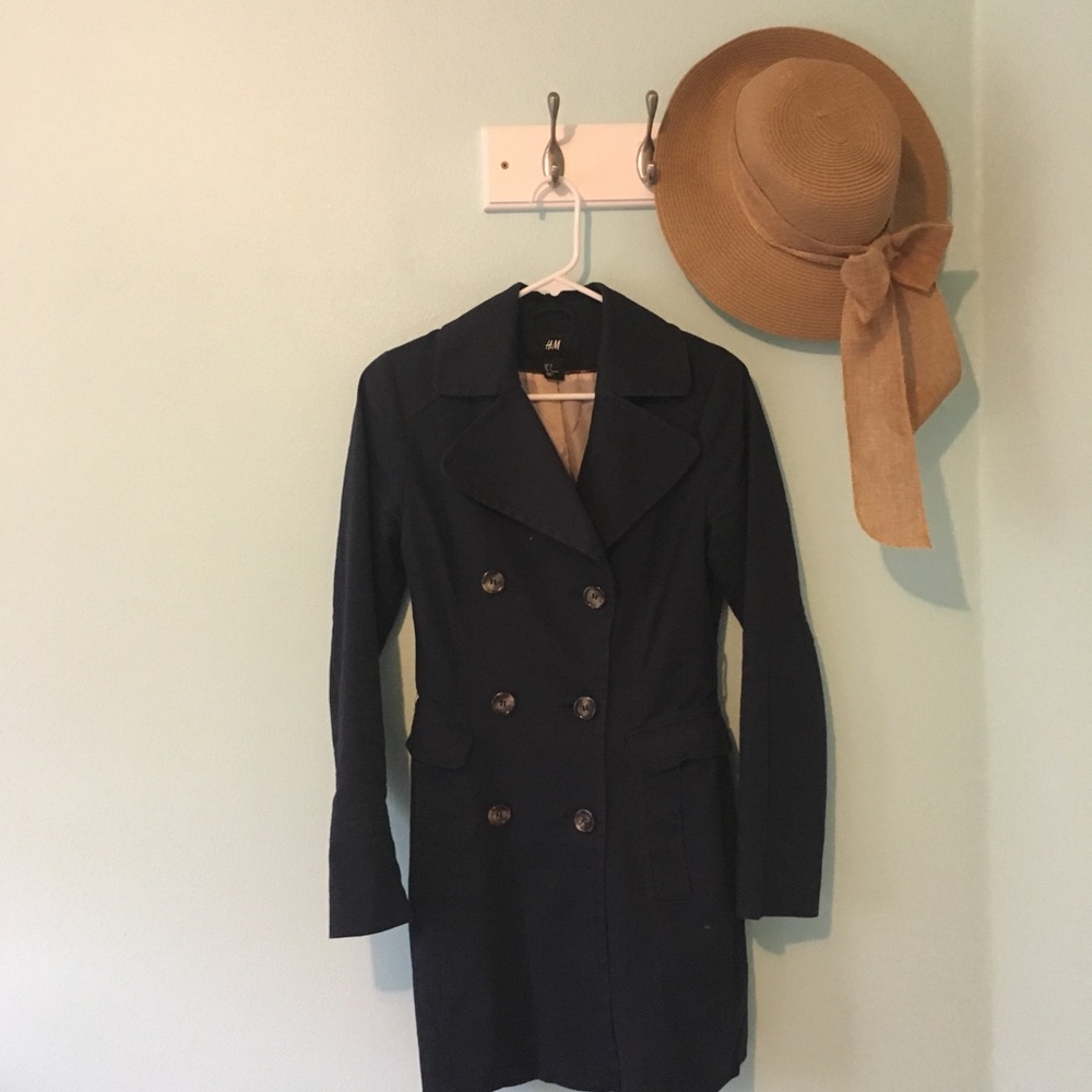 H&M Size 4 Navy Blue Trench Coat